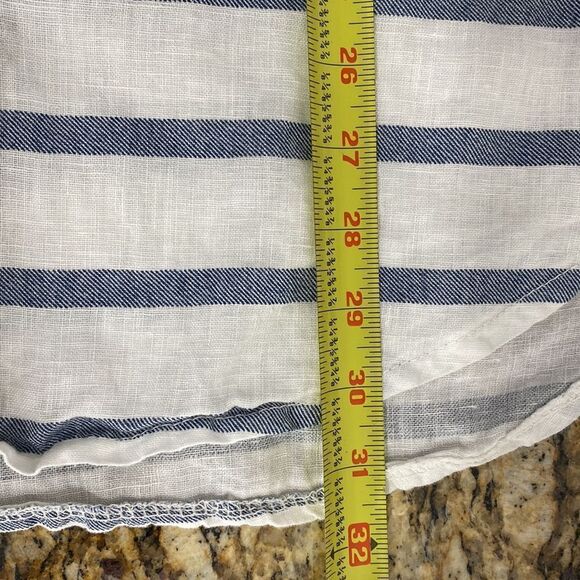 Viola Borghi Linen Blue White Stripes Button Up Tunic Blouse Size S - Picture 8 of 8